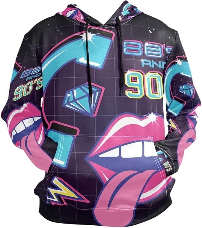 Pink Lips Pop Lipstick Hoodie Hooded Athletic Sweatshirts 3D Print for