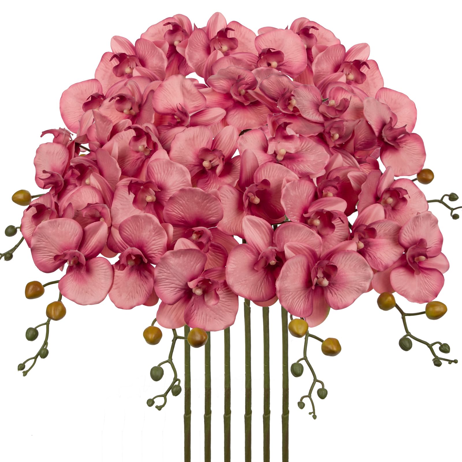 Photo 1 of 6PCS 32" Artificial Orchid Stems Pink Butterfly Orchid Faux Phalaenopsis Flowers for Home Wedding Centerpieces Office Table Decorations Real Touch Silk Orchids for DIY Floral Arrangements