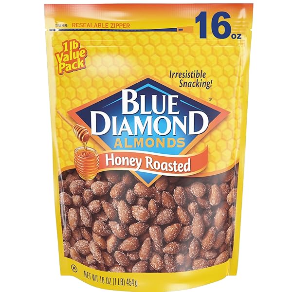 BLUE DIAMOND ALMONDS HONEY ROASTED SNACK ALMONDS, HONEY ROASTED, 1 POUND (PACK OF 1)