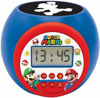 Lexibook Nintendo Super Mario Projector Alarm Clock with Night Light RL977NI
