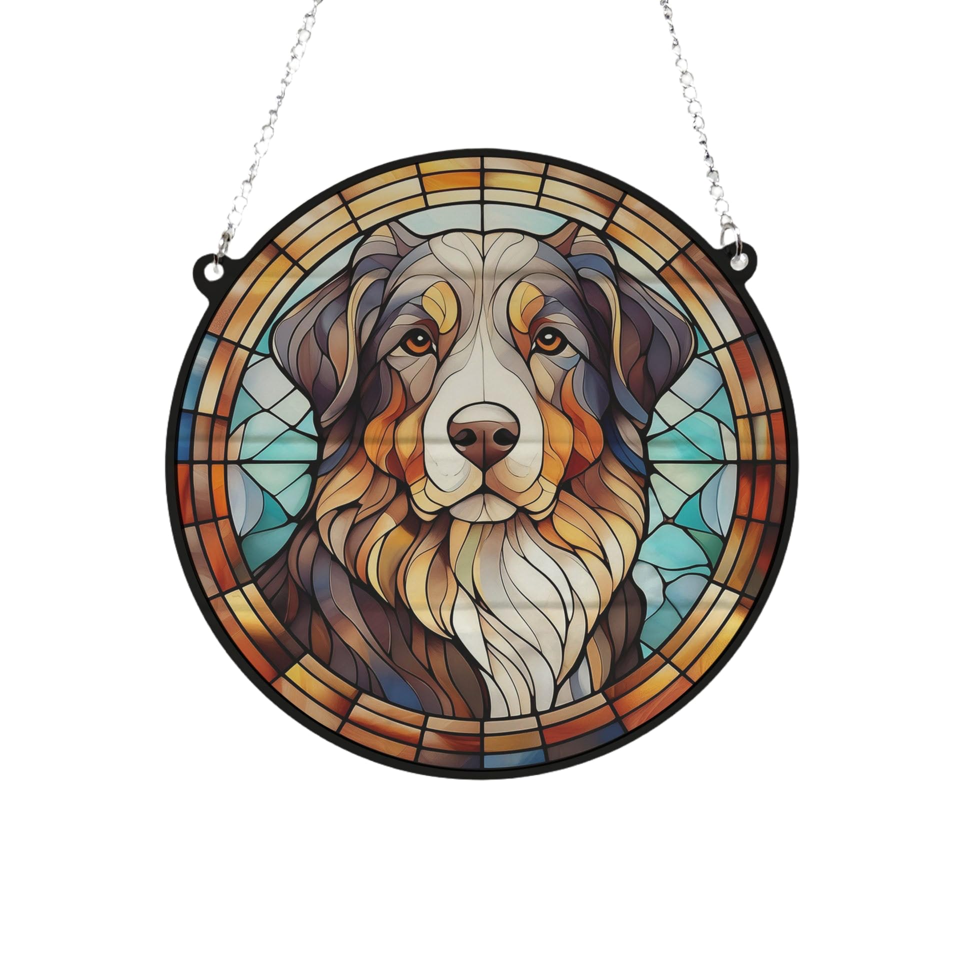 Australian Shepherd Stained Glass Effect Suncatcher Gift for Dog Lovers - 19cm