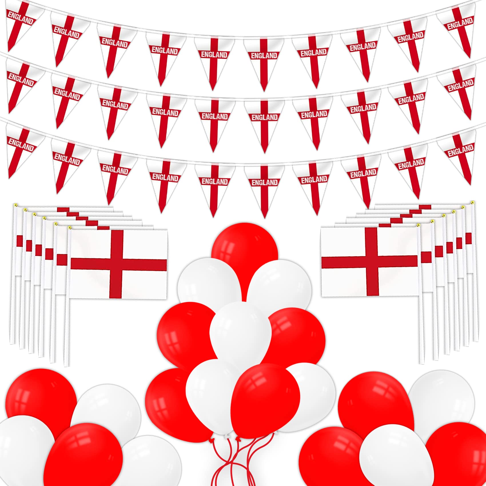 FUNNLOT England Flag, England Bunting Flags St Georges Flag England Hand Flags for Sporting Events, World Cup, European Football Cup