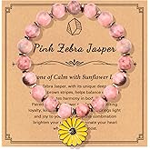 Nexievio Inspirational Gifts Bracelets for Women, Natural Stone Bracelet, Pink Zebra Jasper Bracelet with Unique Pendant, Religious Christian Jewelry Gift for Friends, Sister, Daughter, Niece
