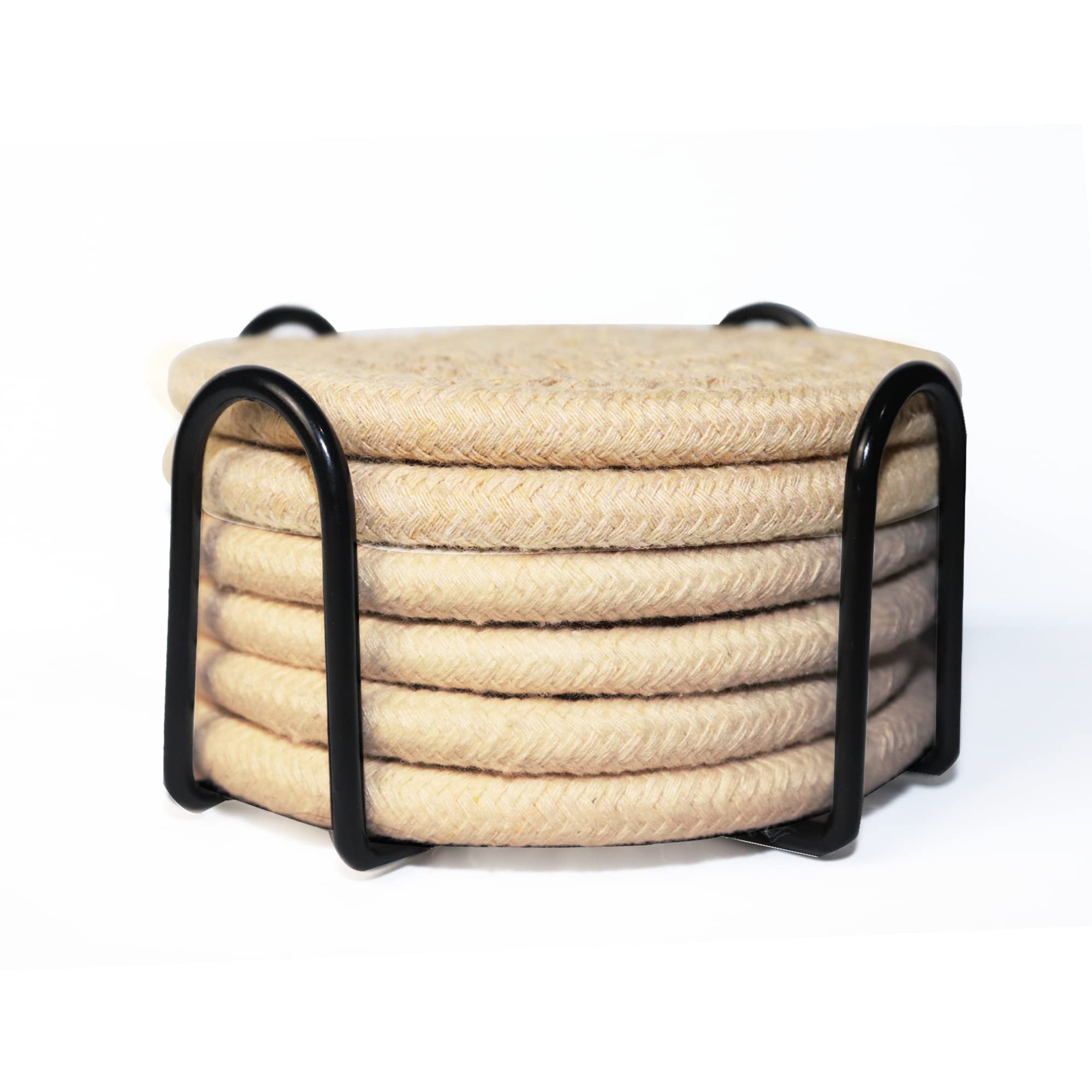 6/8 Pcs Vintage Round Woven Coasters，Absorbent & Heat-Resistant for Home Coffee Table Desk Cups Tabletop Protection，Boho Decor for Living Room, Birthday Gifts for Women