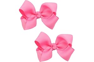 Koolgil Baby Girl's 2Pcs Cute 3 Inch Pure Color Bow-knot Hair Clip for Photography Travel Daily Life (Hot Pink)