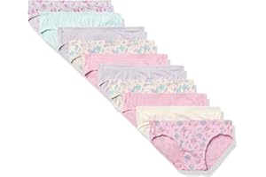 Hanes Girls and Toddler Underwear, Cotton Knit Tagless Brief, Hipster, and Bikini Panties, Multipack (Colors May Vary)
