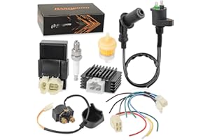 HANQIMOTO GY6 150cc Ignition Coil AC CDI Box Kit with Solenoid Relay Voltage Regulator Spark Plug for Tomberlin Crossfire 150R Spiderbox Go Karts GY6 150cc Engine Scooter Moped
