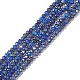 BEADIA Natural Lapis Lazuli Beads 4x2mm 120pcs Faceted Rondelle Loose Semi Gemstone Beads for Jewelry Making Design
