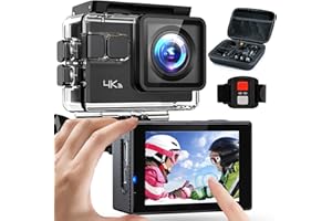 BAIKI Action Camera 4K 60FPS 20MP Touch Screen 8X Zoom with Carrying Case,Wi-Fi EIS 40M Waterproof Underwater Vlog CamcoderRemote Control Sports Cam with Mounting Accessories Kit