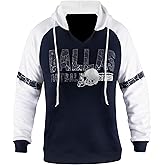 Womens Football City Fans V Neck Raglan Vintage Athletic Hoodies Pullovers Fleece Sweatshirts - Navy & White