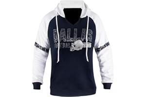 FANSAMER Womens Football City Fans V Neck Raglan Vintage Athletic Hoodies Pullovers Fleece Sweatshirts - Navy & White