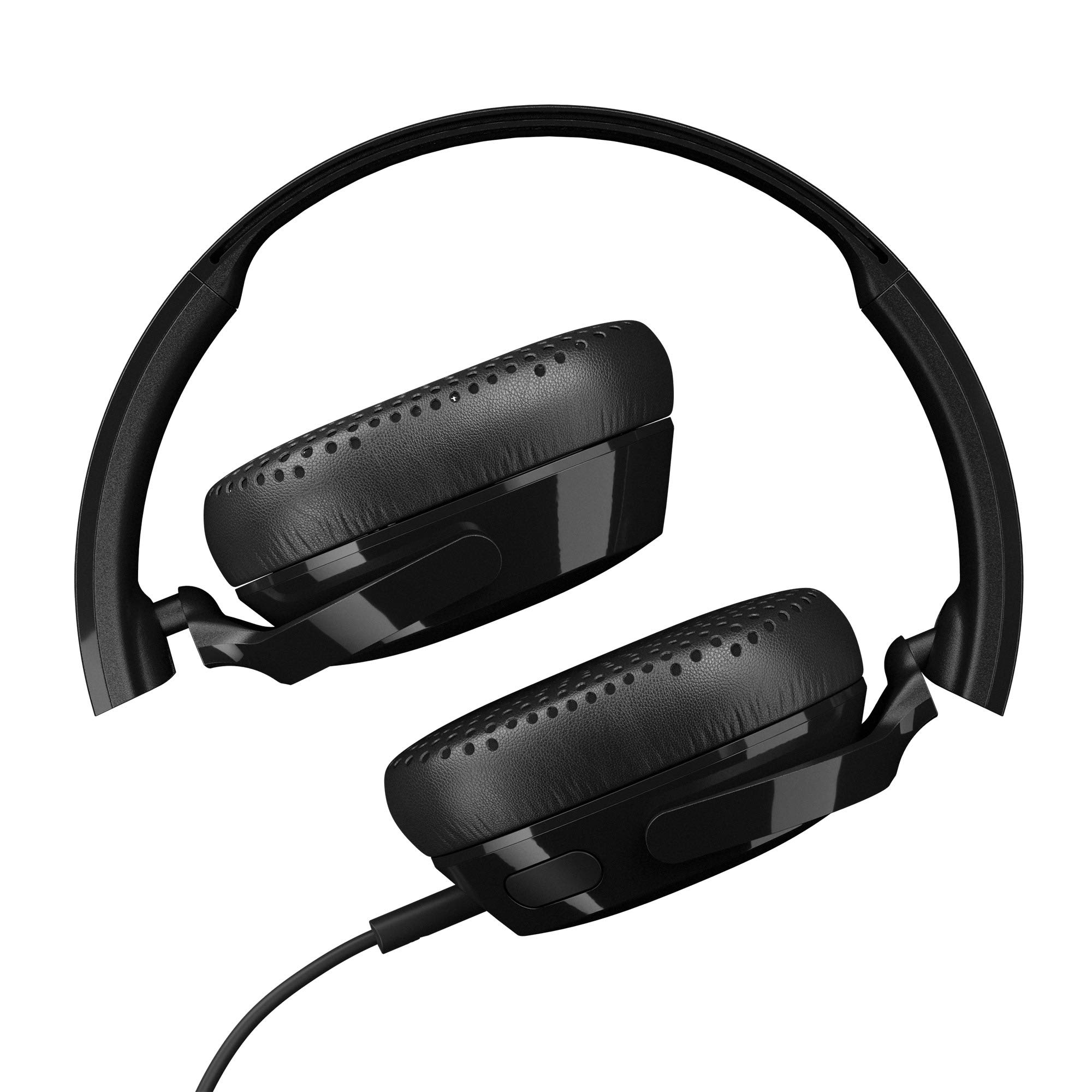 Skullcandy Riff On-Ear Wired Headphones, Convenient for Travel with 3.5mm Plug, Built-in Microphone, Foldable Lightweight Comfortable Design, Durable Headband - Black