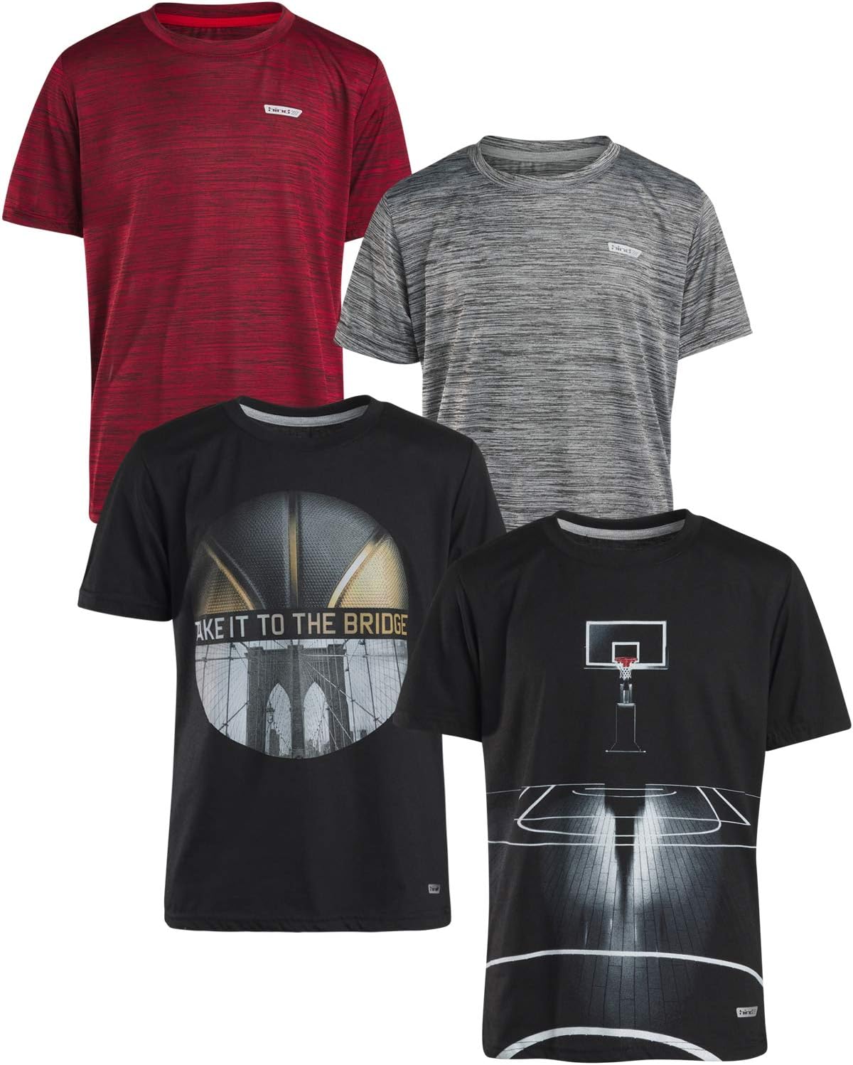 Boys Performance Quick Dry Athletic Sports T-Shirt (4-Pack)