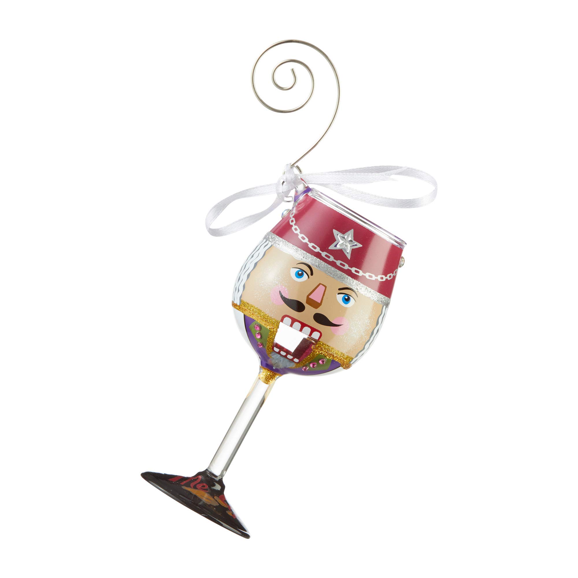 Enesco Designs by Lolita You Crack Me Up Miniature Wine Glass Hanging Ornament, 4.13 Inch, Multicolor