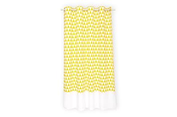 KraftKids Gardine Uniweiss gelbe Dreiecke aus 100% Baumwolle, stilvolle Vorhänge mit Ösen, Gardinen 230 cm lang für das Kinde