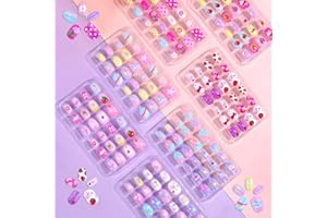 168Pcs Press on Nails for Kids Girls, Shynek Kids Fake Nails for Children Pre Glue Stickers Nails Full Cover Short Acrylic Nails Set Gifts for Girls Nail Art Decoration