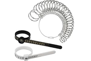 XYINXY Ring Sizer Measuring Tool, 27pcs Stainless Steel Rings Sizing Kit, US Size 0-17 with Half Sizes Ring Gauges, 2 Reusable Finger Size Tape with Magnifier, Jewelry Rings Mandrel Measure Set