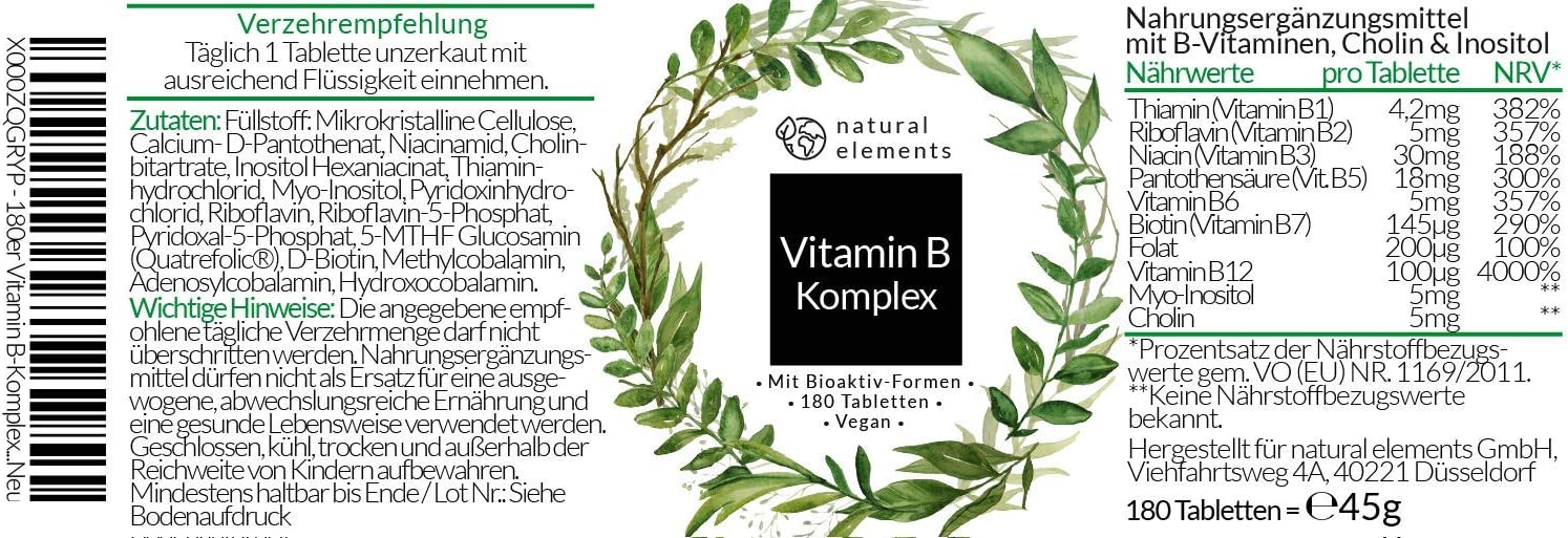 Vitamin B Complex Multiple Winner 2020 2019 Premium With Active Forms Quatrefolic Inositol Laboratory Tested High Dosage Vegan Made In Germany Amazon De Drogerie Korperpflege