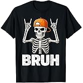 Bruh Halloween Skeleton Rock On for Mens Boys Toddlers Kids T-Shirt