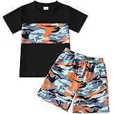 WMHNEI Kid Boys Outfits Clothes Boy Coconut Tree Print Tee Drawstring Waist Summer Shorts Set