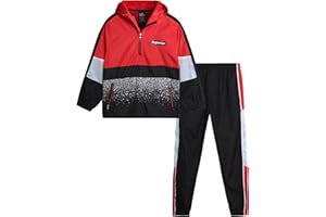 Quad Seven Boys' Tracksuit - 2 Piece Quarter Zip Pullover Windbreaker Jacket and Jogger Pants - Activewear Set for Boys, 8-18
