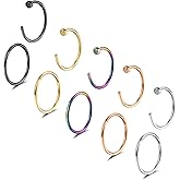 Lantine 20G 18G Nose Rings Hoops Set Surgical Steel Earrings Cartilage Earrings for Women Hinged Clicker Septum Rings Daith Tragus Helix Piercing Jewelry 6-10mm 10Pcs