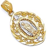 GoldenMine Fine Jewelry Collection 14k Tri Color Gold Religious Our Lady of Guadalupe Pendant