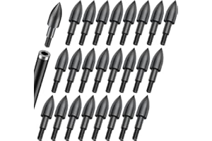 Pawfly 24 Pcs Field Tips, Archery Accessories, 5/16" Screw-in Bullet Points Archery Arrow Tips, Steel Archery Field Points Arrowheads for Recurve Bows Compound Bows & Crossbows