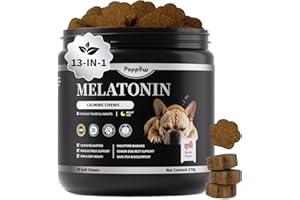 POPPAW Dog Melatonin Calming Chews for Nighttime Sleep, Natural Relaxation & Stress Support for Dogs & Puppies Calming Treats, Barking, Separation, Anxiety, Fireworks, Upgraded Bacon Flavor, 90Ct