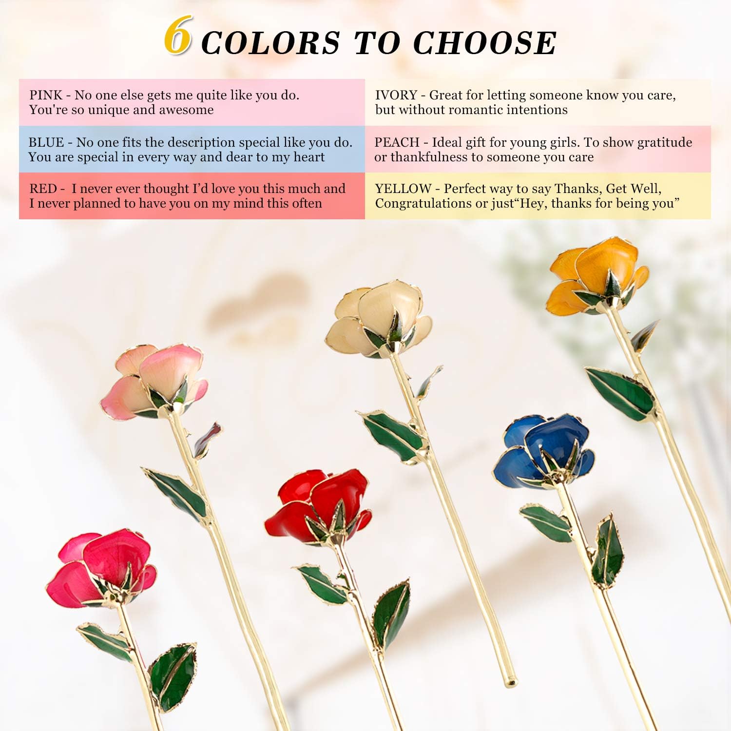 Ejoyous 24K Gold Rose W/Stand Gift for Girlfriend Daughter Mom Grandma Friend Birthday Wedding Anniversary Graduation Valentines Thanksgiving Gratitude Present - Image 5