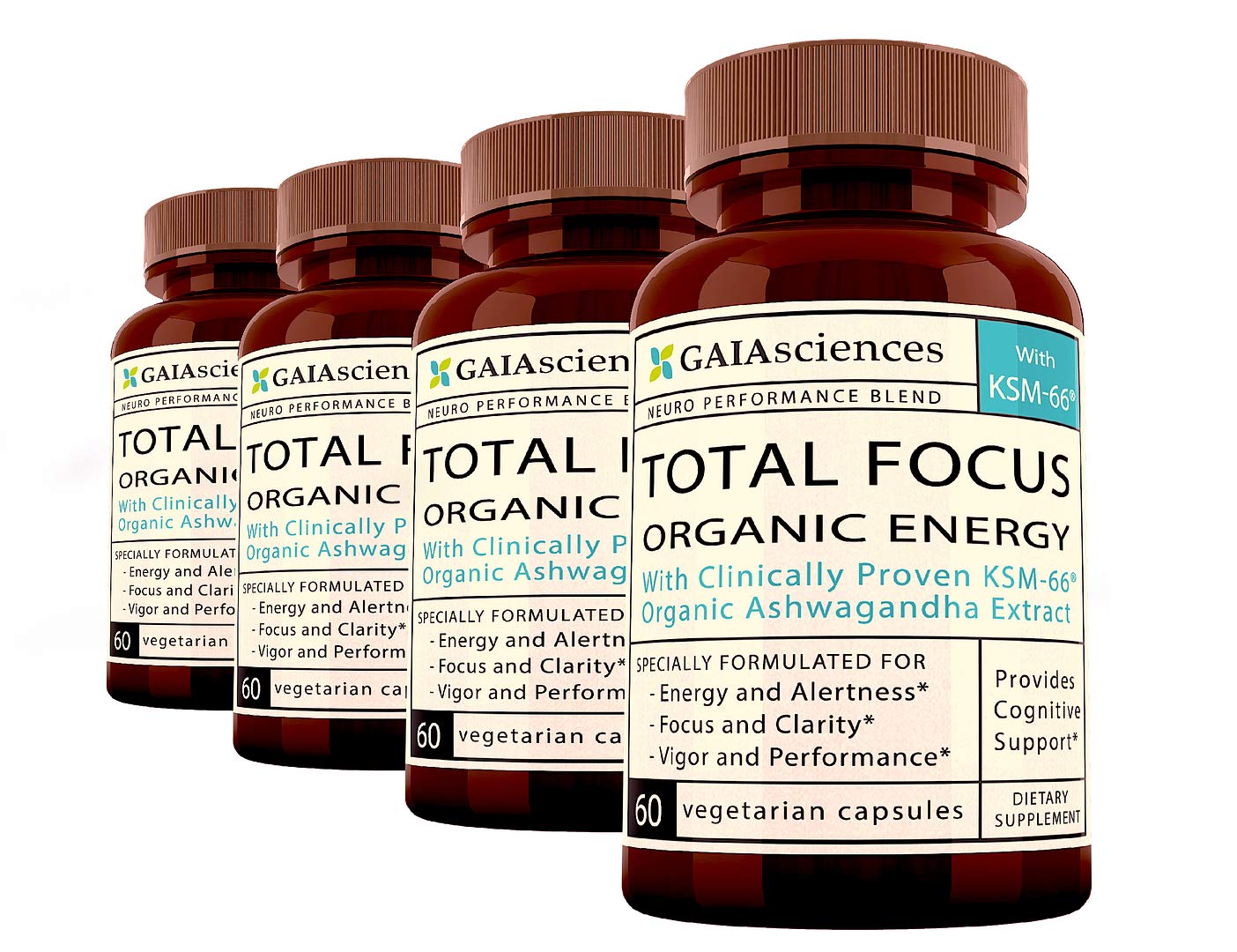 Nootropic Brain Supplement: Stress Anxiety Formula Memory Boost Focus Supplements For Adults Made With Organic Ginkgo Extract Ashwagandha Ksm 66 Capsules Ginseng Bulk Supplements Antistress Pills 4 PK