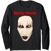 Marilyn Manson Big Face Red Lips Long Sleeve T-Shirt