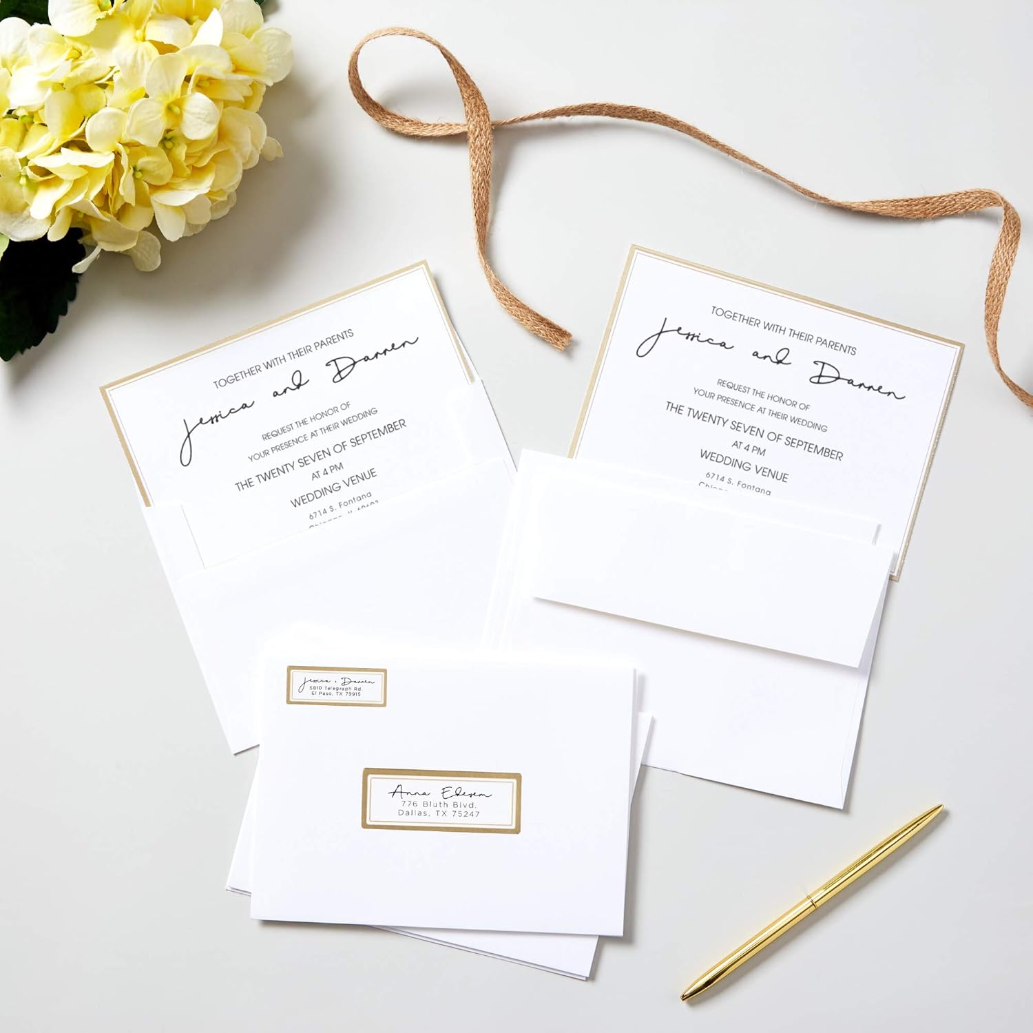 AVERY Address Labels, Matte White with Metallic Gold Borders, 1" x 2-5/8", 300 Blank Address Labels (6540): Office Products