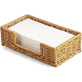 Napkin Holder for Bathroom, Woven Wicker Synthetic Rattan Guest Towel Holder Tray, Disposable Paper Hand Towel Holder for Bathroom Accessories, Dinner Napkin Holder for Kitchen Table Party