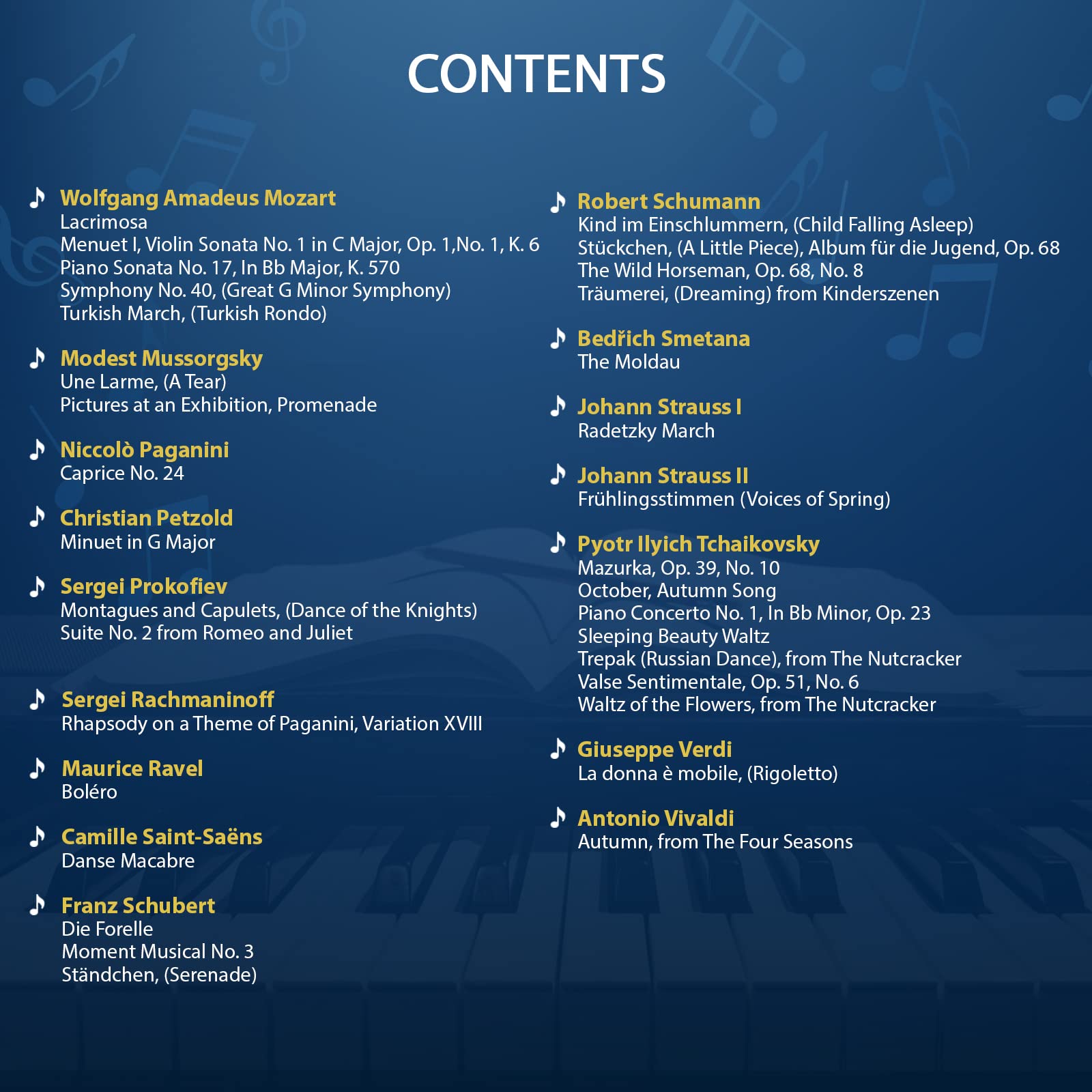 Classical Piano Masterpieces. Piano Sheet Music Book with 65 Pieces of Classical Music for Intermediate Players (+Free Audio) (#1 in Series)