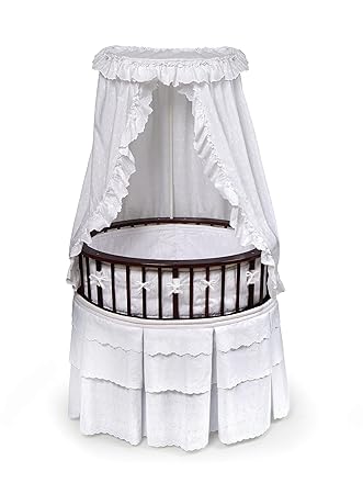 Nursery And Storage Canopy Elegance Round Wooden Baby Bassinet With Bedding Furniture