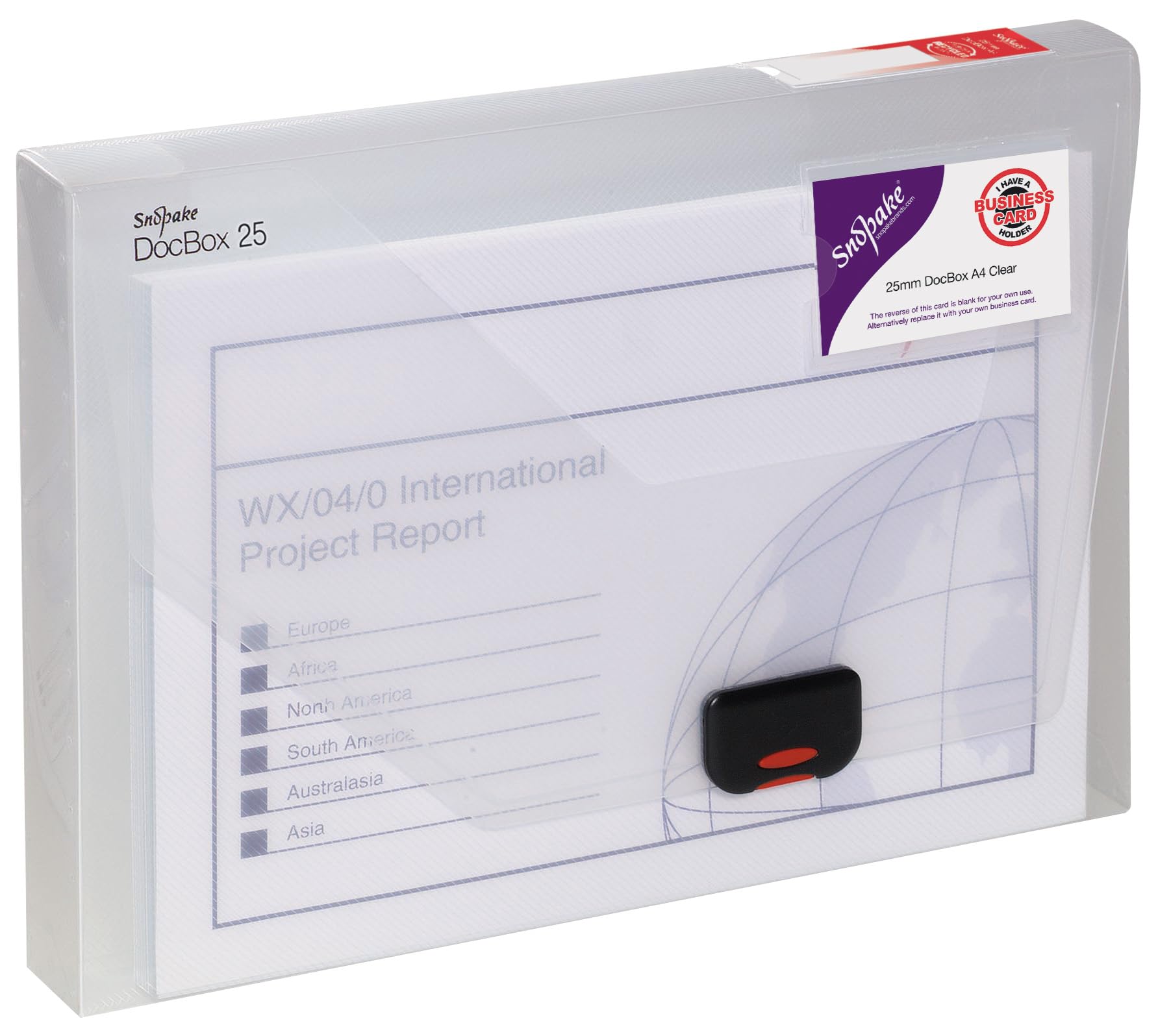 Snopake A4 DocBox Clear 25 mm Box File with Push Lock (Pack of 1) Ref 12849 — image 1