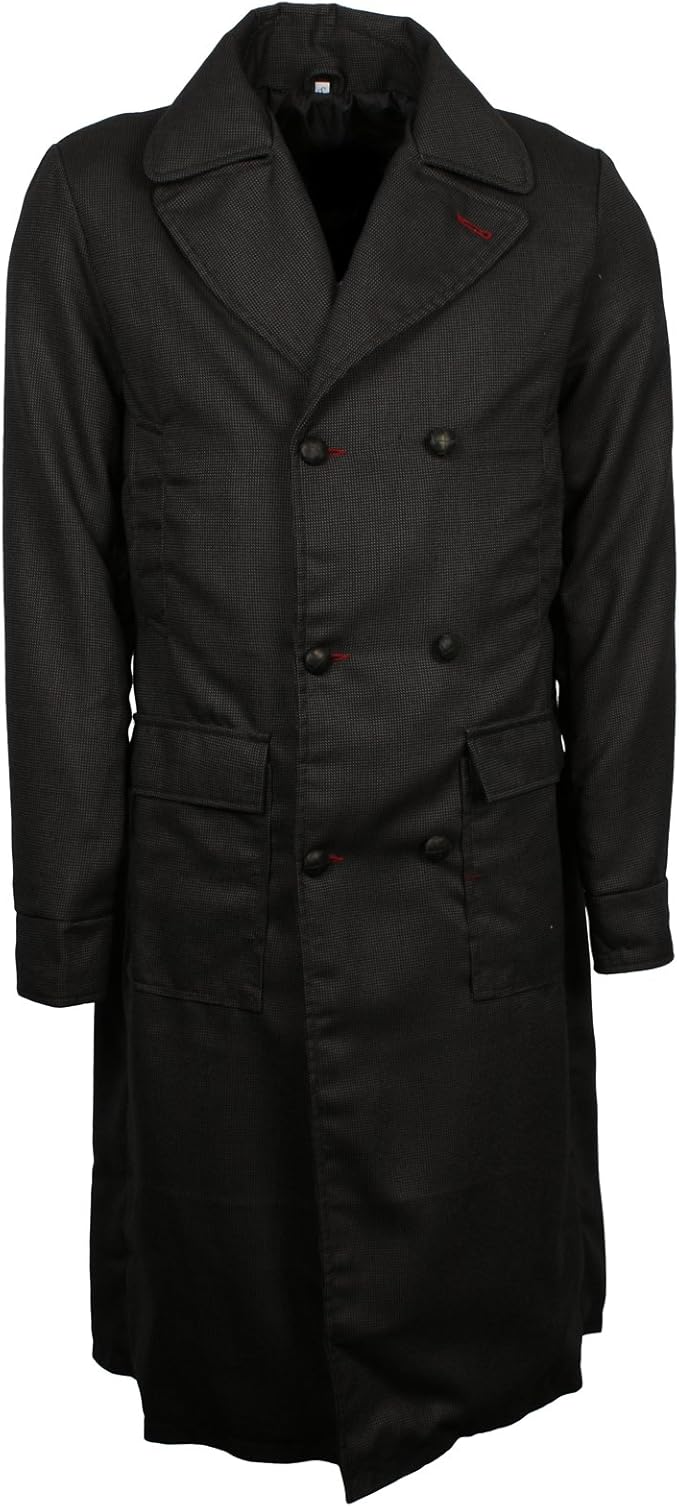 Dark Grey Mens Long Classic Vintage Style Real Wool Trench Coat at Amazon Men’s Clothing store