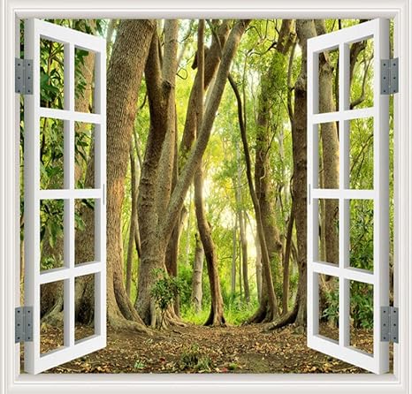 Amazon Wkxzz カスタム壁画壁紙自然風景窓風景森写真壁紙リビングルームソファ背景装飾画 250x175cm 壁紙