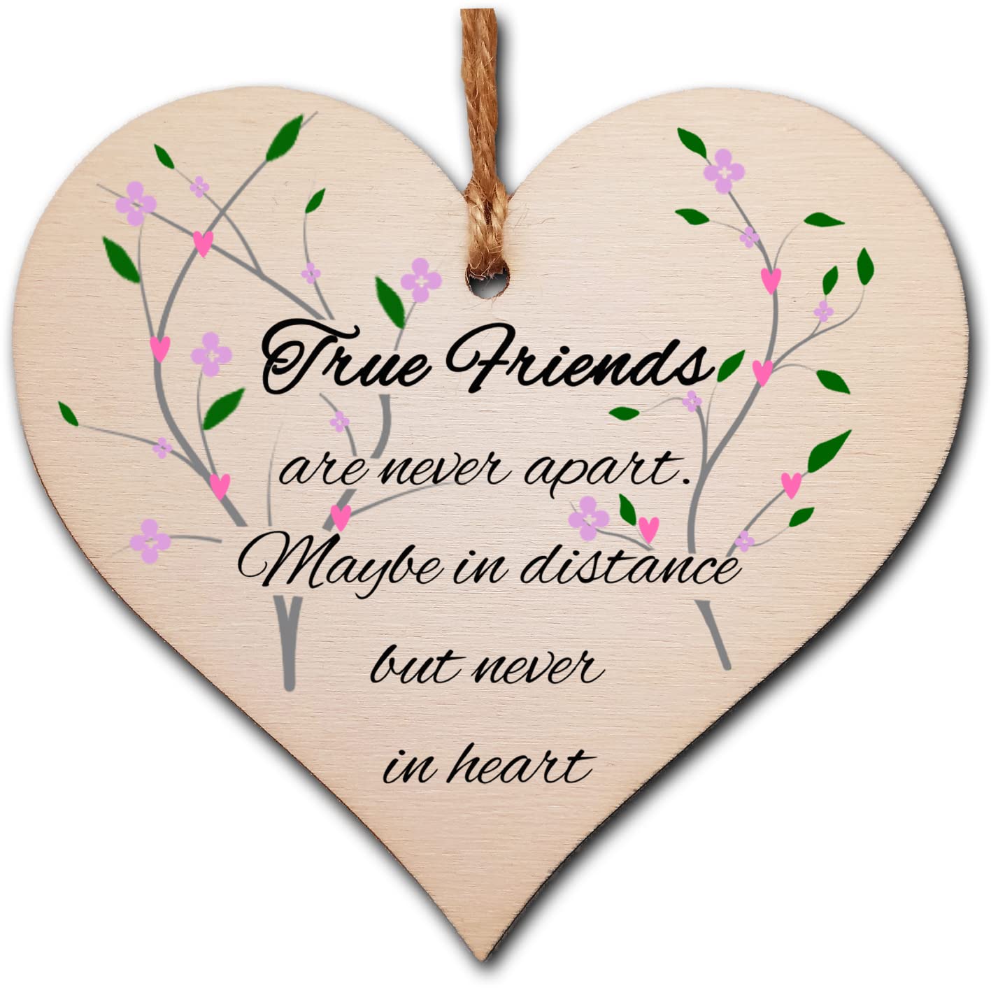 Friendship Heart Gift Plaque – Wooden Hanging Sign with Sentimental Message – Best Friend, Work Friend or BFF Present – Rustic Twine & Ready to Gift – 10x10cm Thoughtful Keepsake