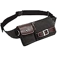 BAOSHA YB-01 Vintage Men's Waist Bag Sports Waist Pack Bum Bag Security Money Waist Day Pack Pouch Hip Belt Bag Bumbag Black