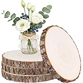 ilauke 4Pcs Wood Centerpieces for Tables 8-9Inch Wood Circles for Crafts, Natural Round Wood Slices Rustic Table Decor, Perfect for Wedding Decor and DIY Craft Projects