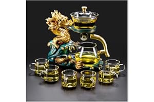 YUDIZWS Lazy Kungfu Drip Teapot,Semi Automatic Tea Set,Heat Resistant Sturdy High Borosilicate Glass Teapot,Magnetic Water Di