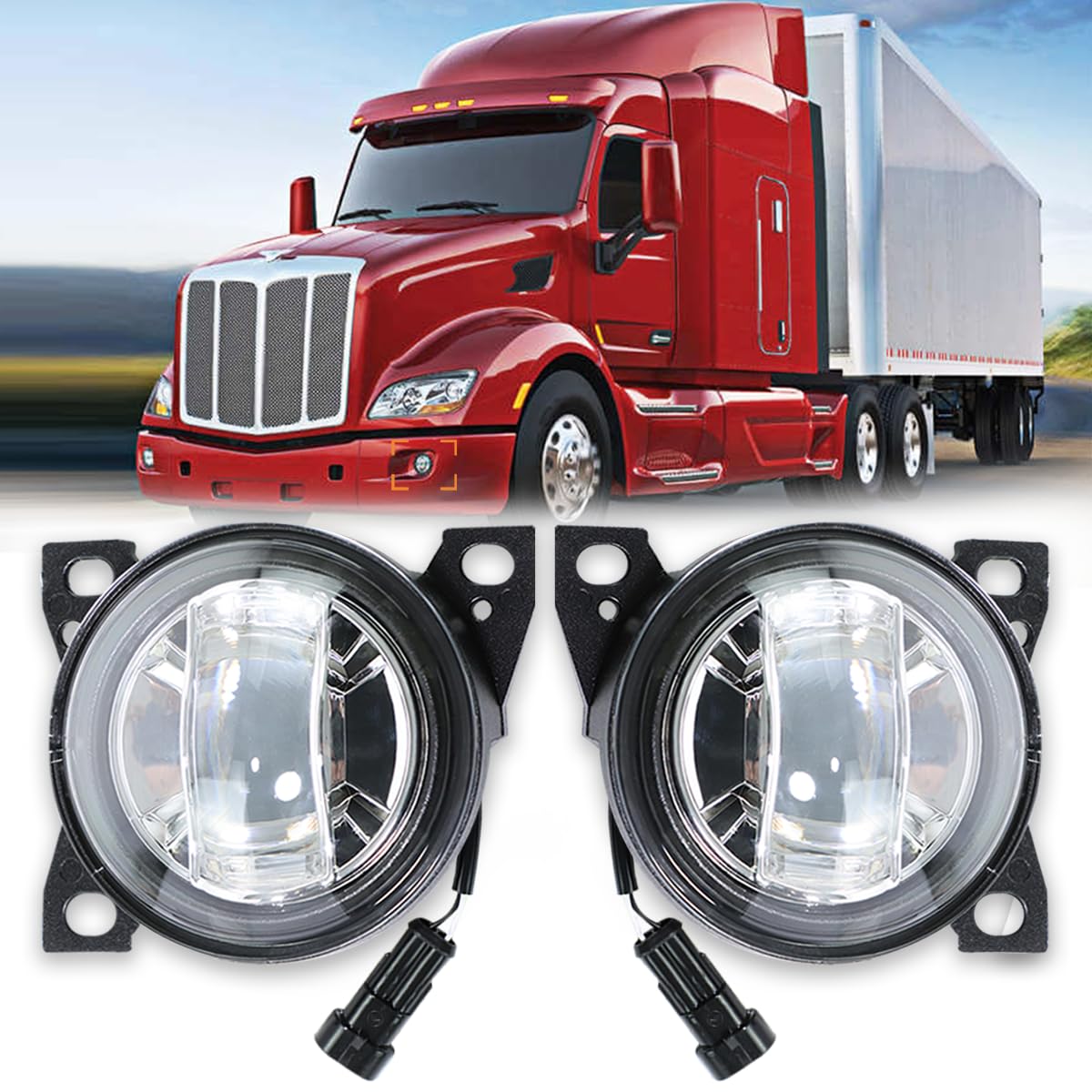 Photo 1 of Hpdmauto Fog Lights Assembly LED fit for Peterbilt 579(2013-2022), Peterbilt 587(2013-2022), Kenworth T660(2013-2021) Fog Lamp Driver and Passenger Side Semi Truck(White)