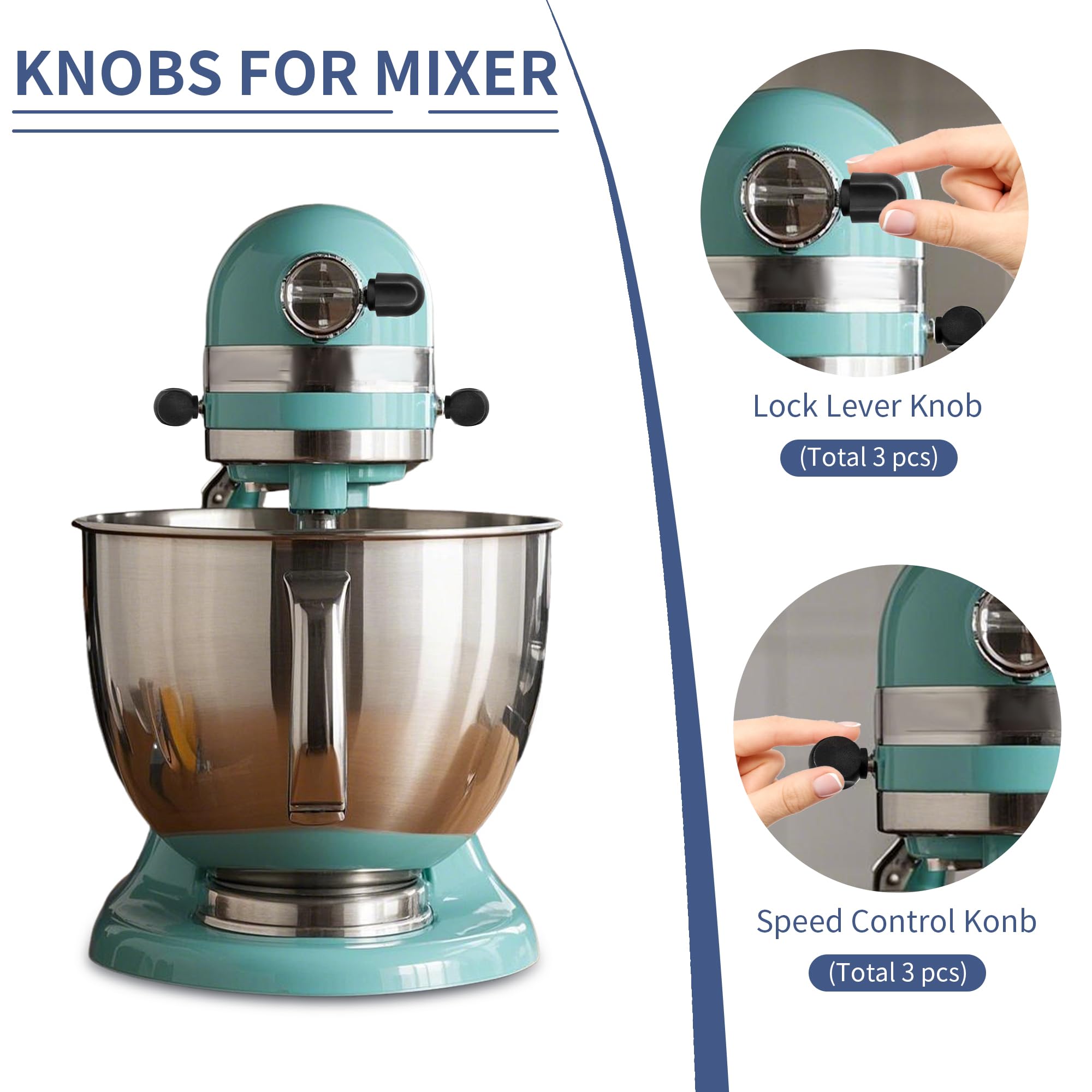 ETZ Speed Control Knob Replacement Part, Lock Lever Knob (3 Sets) for KitchenAid Stand Mixer 5QT, 6QT, K45, Tilt-Head Mixer K45 K45SS, KSM75, Bowl-Lift Mixer KD2661, KL26M, KP26M1