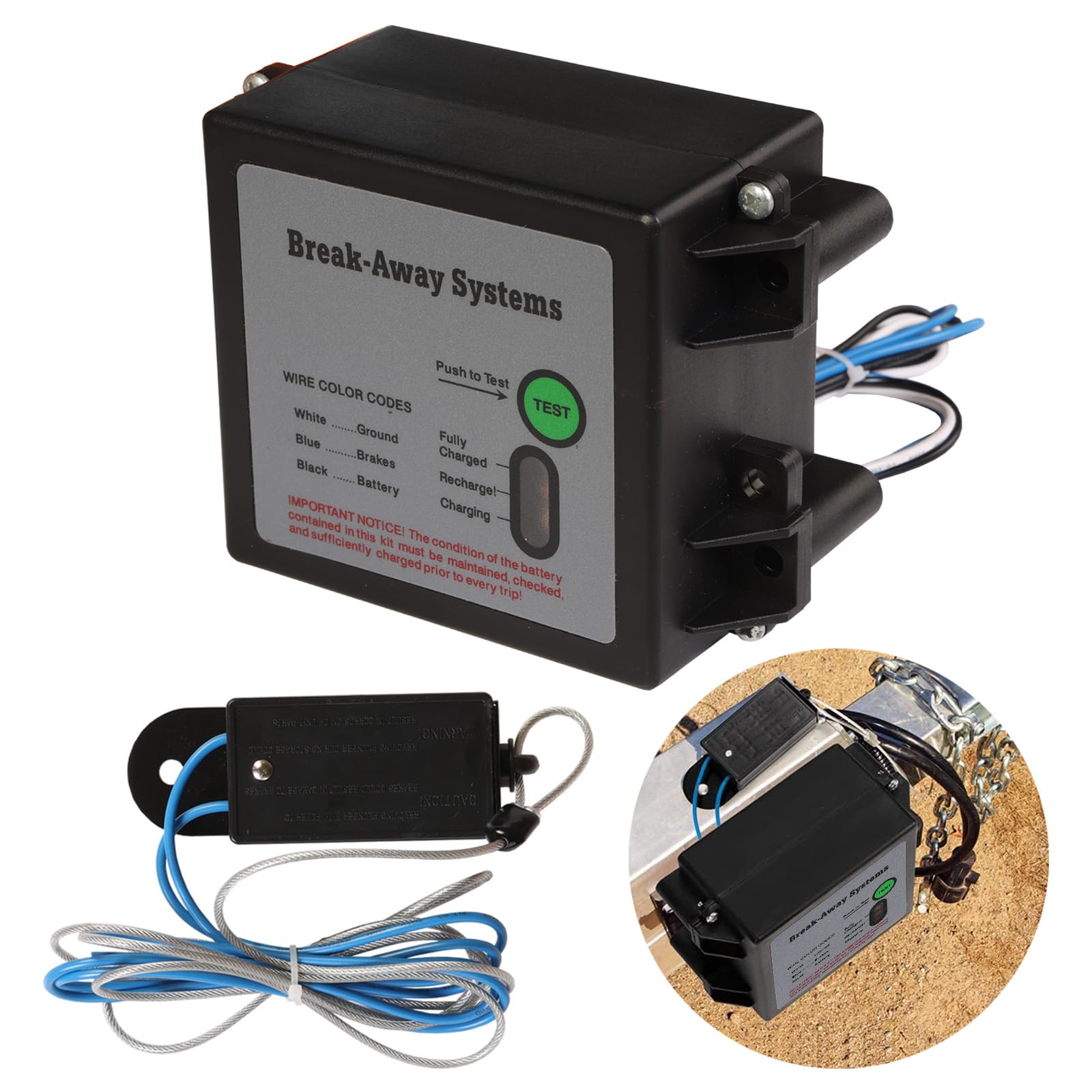 Trailer Breakaway Kit Jack Boss Upgraded - Emergency Brake System With ...