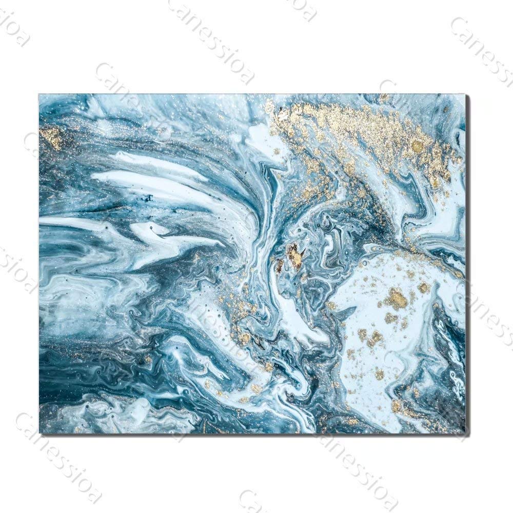 Canessioa Wall Art Canvas Light Blue Powder Flow Abstract Oil Painting Artwork Home Decor Wall Decoration for Bedroom Bathroom Living Room Kitchen Hallway Office Corridor Staircase(20x16inch Unframed)