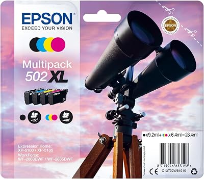 Epson 502XL Genuine High Yield Ink Cartridges Quad Pack Black Cyan Yellow