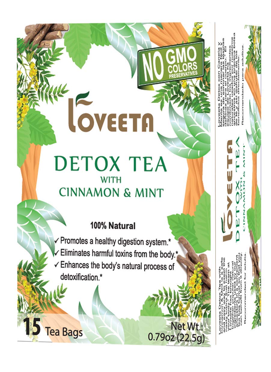 24 Pack Of Loveeta Wellness Detox Tea Cinnamon & Mint - 15 Tea Bags (Gmo Free, Gluten Free, Dairy Free, Sugar Free And 100% Natural)
