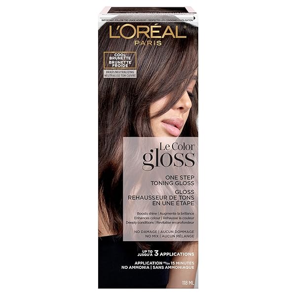 L’OREAL PARIS LE COLOR ONE STEP TONING HAIR GLOSS, COOL BRUNETTE, 4 OUNCE